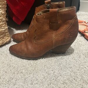Frye Tan Leather Ankle Booties